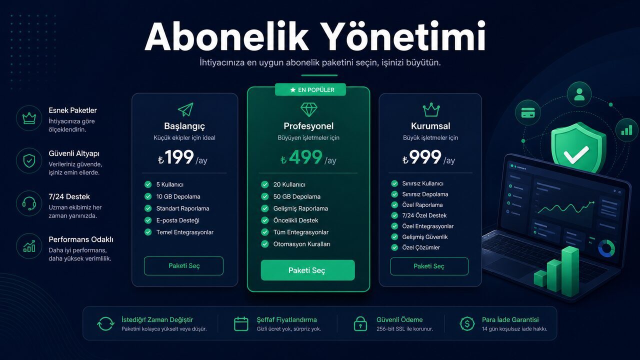 Abonelik ve Paket Yönetimi — TamPazar'da İhtiyacınıza Uygun Planı Seçin